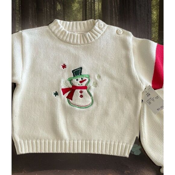 Vintage 2003 Celebrity Kids 6M Christmas Embroidered Snowman Sweater Hat NOS NWT - Picture 1 of 5